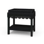 Scallop Rattan Side Table W/ Tray Chairside Tables Black 25