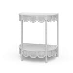 Scalloped Half Round Rattan Side Table