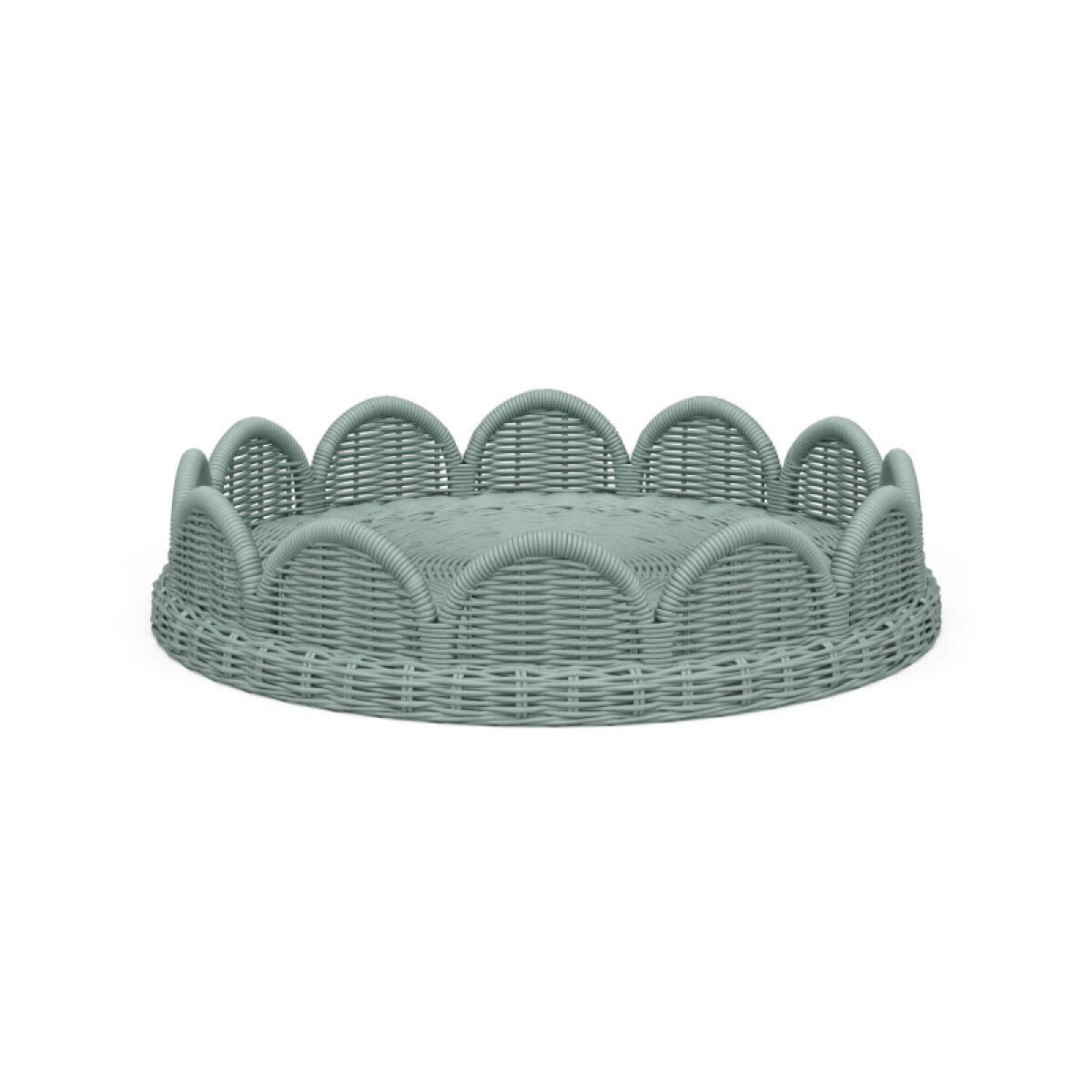 cc7e50fd643644a25bf9c857639604d0 Scalloped Round Rattan Tray - Image 1