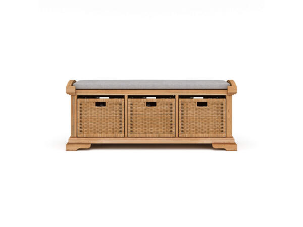 Homestead Bench W/ Rattan Baskets Chairs & Benches Bramble