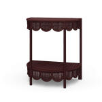 Scalloped Half Round Rattan Side Table - Image 3