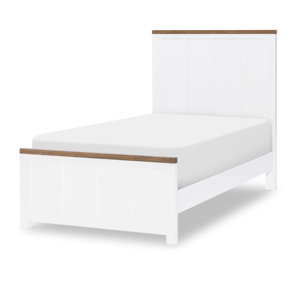 cd8354b29057f9489bc8a4c50488e749 Complete Twin Panel Bed Natural White With Toasted Coconut Top And Aged Black Base 1568-4103K - Image 1