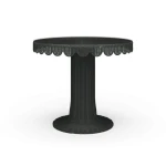 Scalloped Round Bistro Table W/ Tempered Glass Dining Tables Architectural White 24