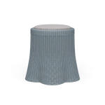 Newport Rattan Round Small Ottoman W/ Cushion Ottomans & Poufs Blue 12