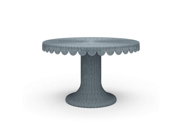 Scalloped Round Rattan Dining Table 48” Dining Tables Blue