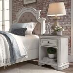 Magnolia Manor 1 Drawer Night Stand Nightstands Antique White & Weathered Bark 15