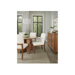 Crafted Cherry Dining by Ben & Erin Napier UPH SIDE CHAIR WHITE FABRIC Chairs & Benches Brown 17