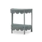 Scalloped Half Round Rattan Side Table - Image 5