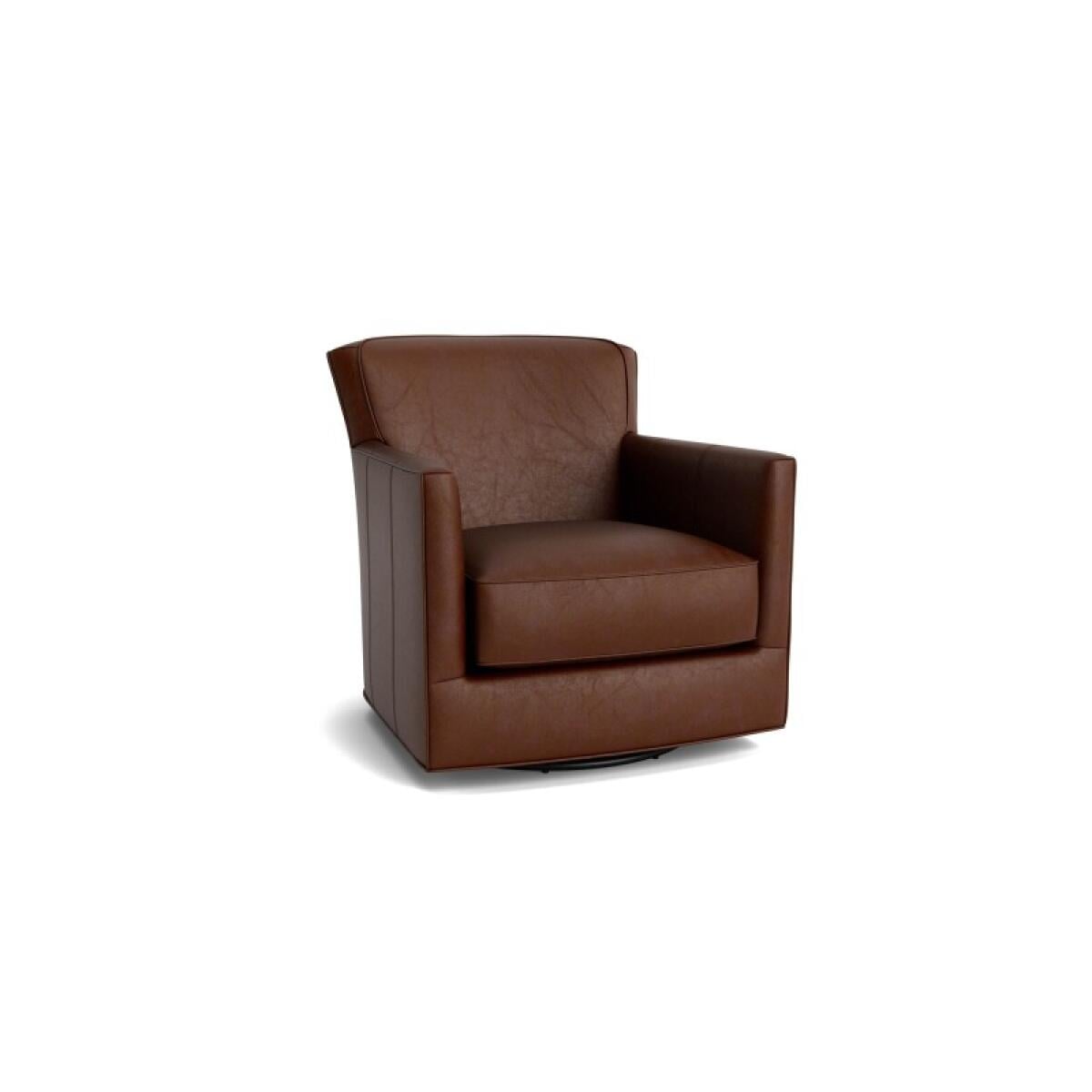 d0a26d26be1cf78d115bac5bee1f6fd1 New American Living Leather Thin Track Arm Swivel Chair - Image 1
