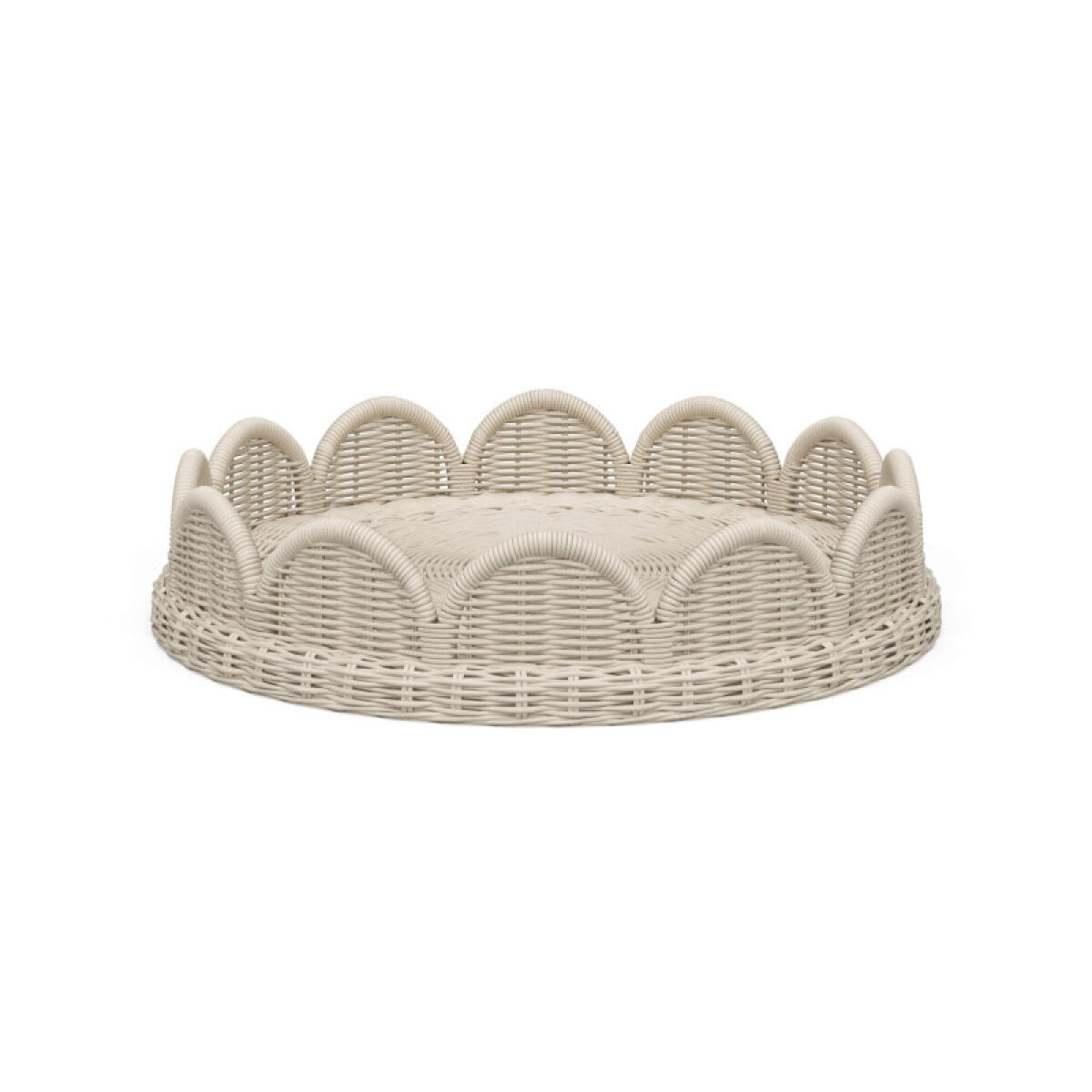 d18765a112bbc90c89f0bd0a021ce0f0 Scalloped Round Rattan Tray - Image 1