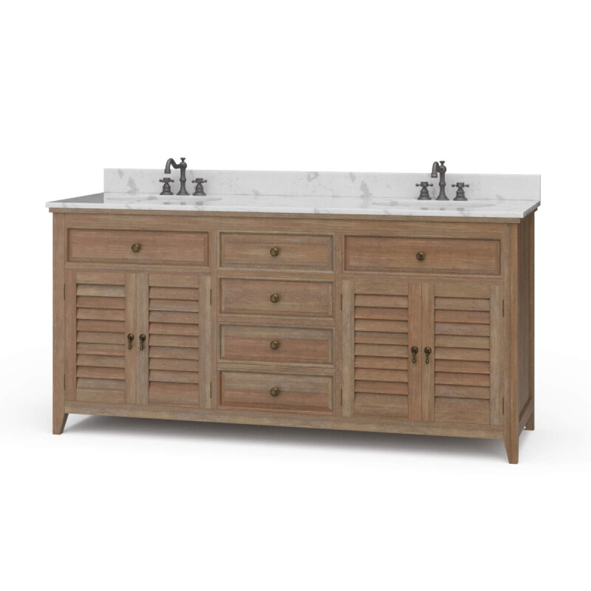 d25367b1e531a7fbc2a35ac8b4b193d9 Shutter Double Vanity W/ Sink & Marble Top - Image 1
