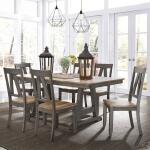 Lindsey Farm 7 Piece Trestle Table Set Dining Sets Brown 6