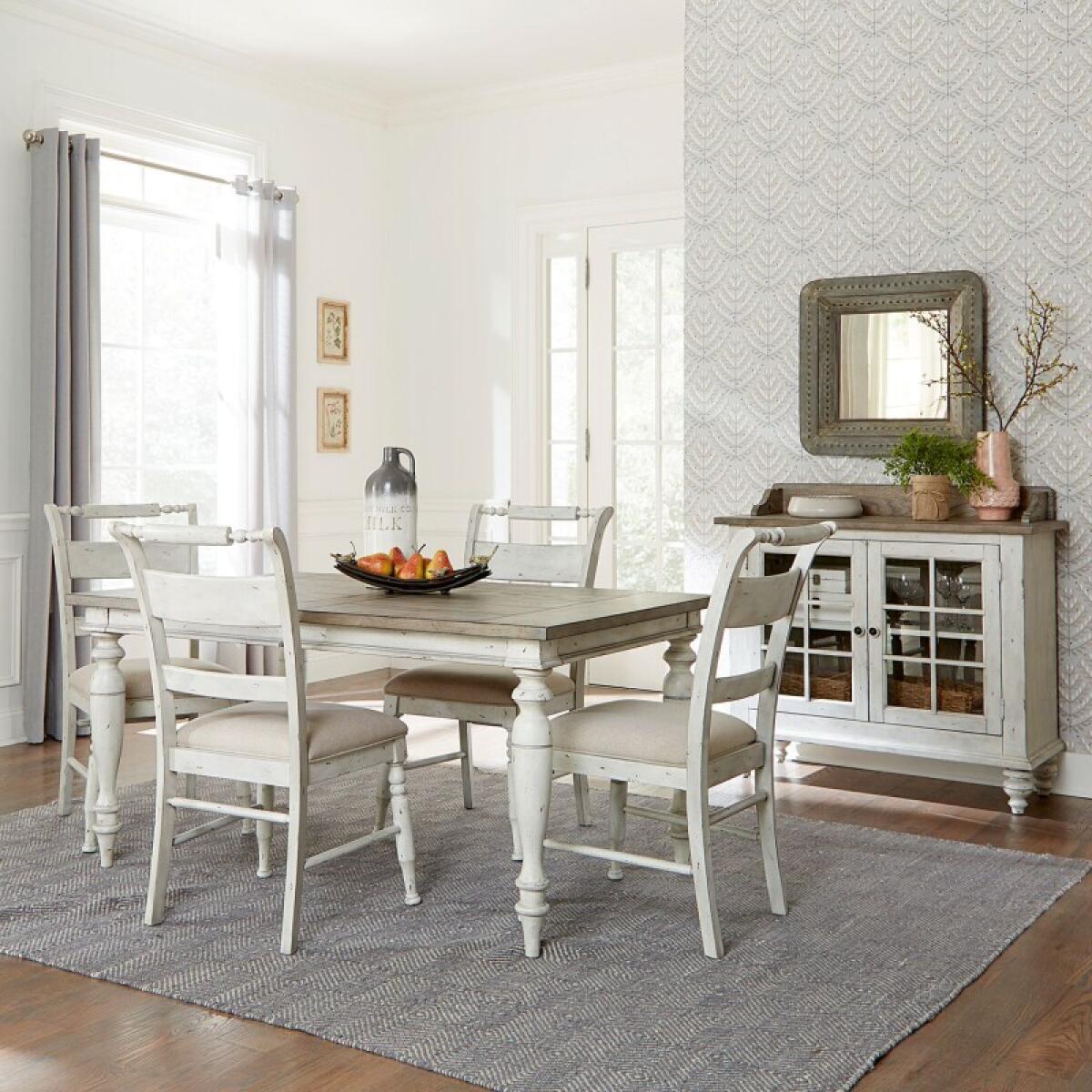 Whitney 5 Piece Rectangular Table Set Dining Sets Antique Linen w/ Weathered Gray 2 Whitney 5 Piece Rectangular Table Set Dining Sets Antique Linen w/ Weathered Gray 2