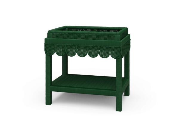 Scallop Rattan Side Table W/ Tray Chairside Tables Bramble