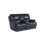 Burlington Leather Power Reclining Loveseat with Center Console Recliners Bassett Furniture 10