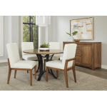 Crafted Cherry Dining by Ben & Erin Napier UPH SIDE CHAIR WHITE FABRIC Chairs & Benches Brown 16