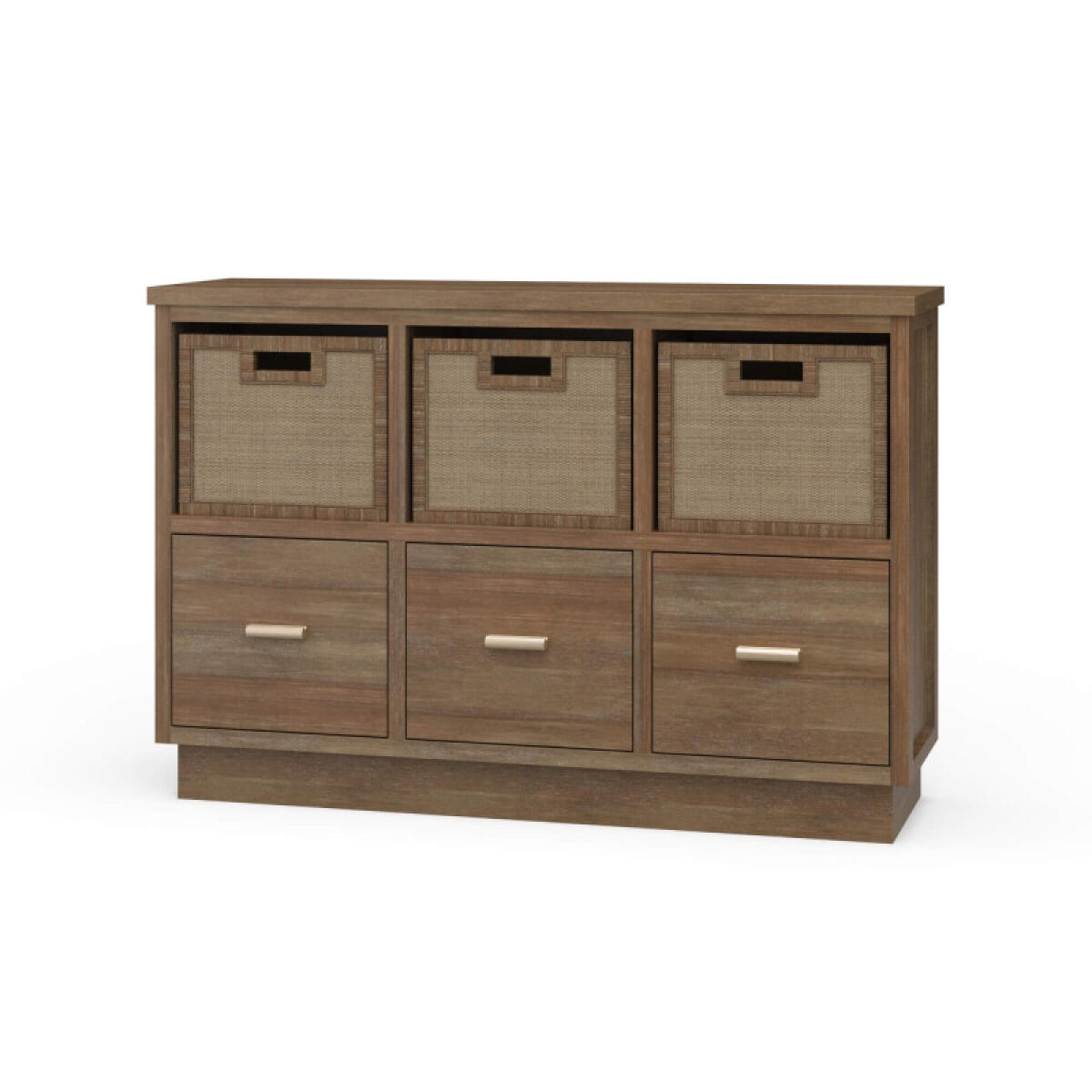 d5e3069e6c9a890bb74ca5a5828a5501 Dakota Storage Unit W/ 3 Drawers & Rattan Baskets - Image 1