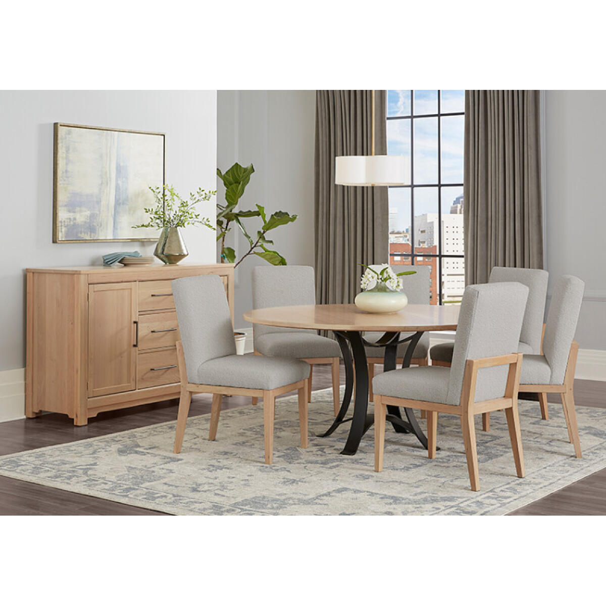 d6933190c41165d6c0bcd6a586879cfd Crafted Cherry Dining by Ben & Erin Napier 60 inch ROUND TABLE w/ Metal Base - Image 1