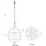 Ball Rattan Pendant Lighting Azure Shiny 12