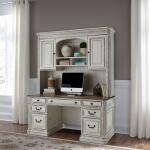 Magnolia Manor Jr Executive Credenza Top Office Storage Antique White & Weathered Bark 9