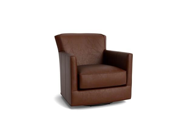 New American Living Leather Thin Track Arm Swivel Chair Chairs Bassett Furniture