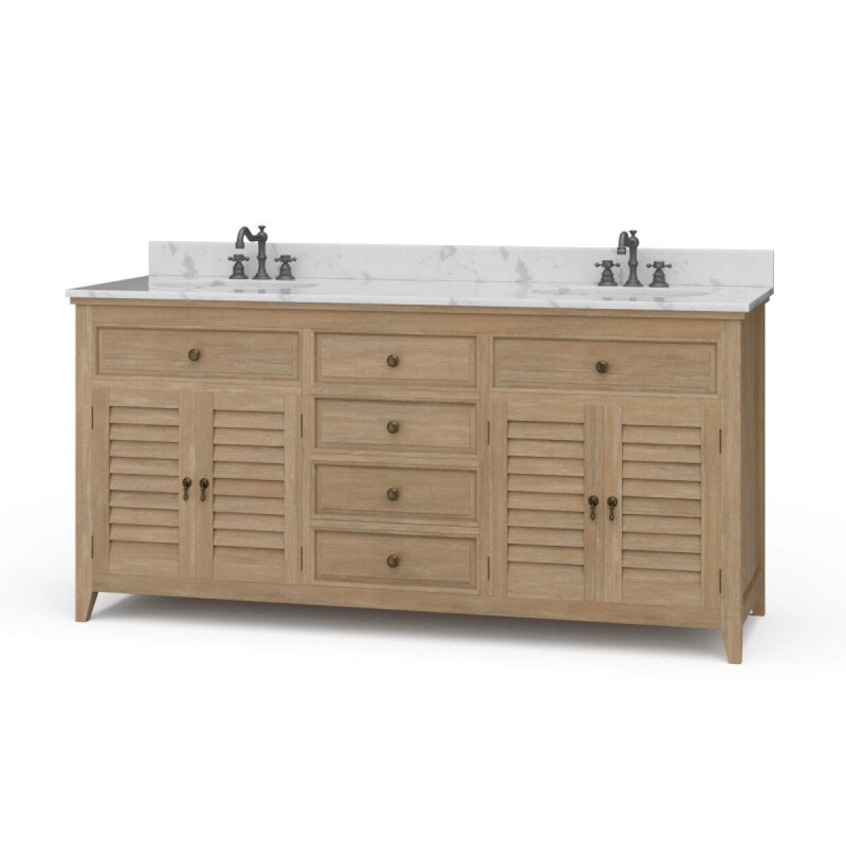 Shutter Double Vanity W/ Sink & Marble Top Accent Furniture Accent Furniture 2 Shutter Double Vanity W/ Sink & Marble Top Accent Furniture Accent Furniture 2