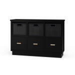 Dakota Storage Unit W/ 3 Drawers & Rattan Baskets