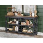 Vintage Market AT Turned Bobbin Leg Console Table Barnwood Oak And Kettle Black CLH4016-106 - Image 4