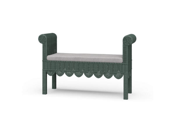 Newport Scalloped Rattan Bench Chairs & Benches Bramble