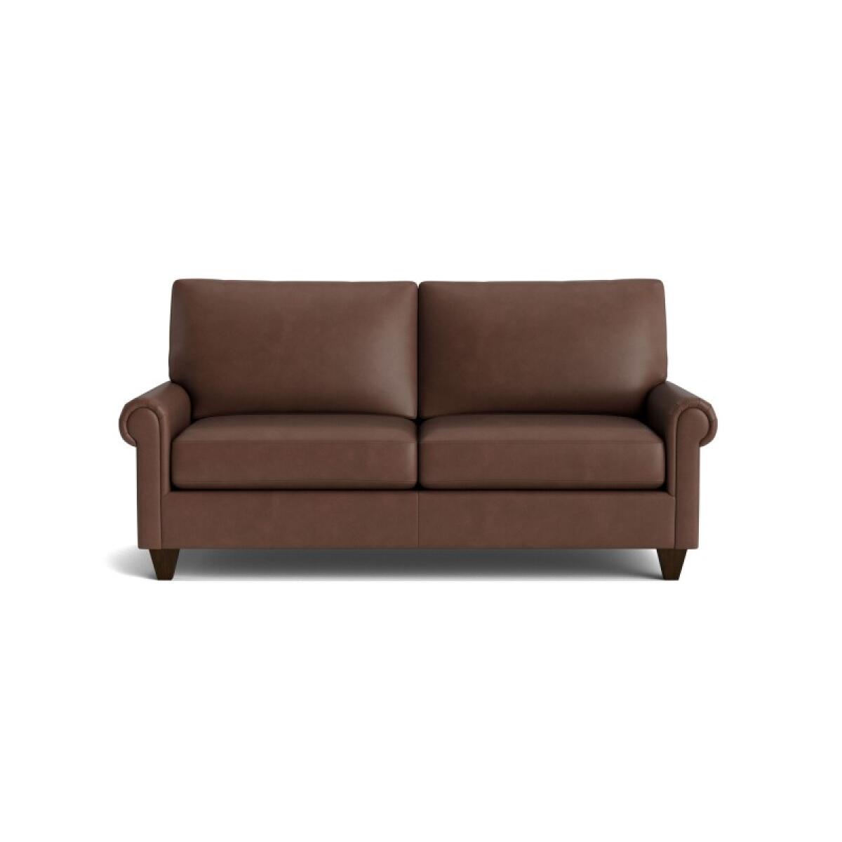 d9a8d61008e7d46f7bdb87f09940625d True Custom™ True Custom® Leather Panel Arm Studio Sofa - Image 1