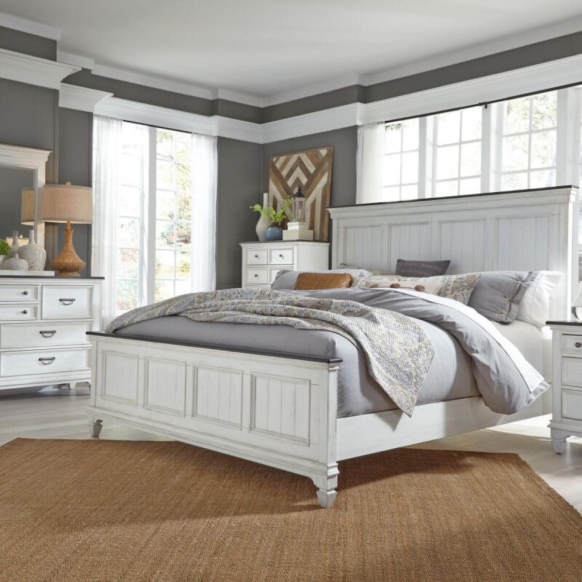 d9aa216983243ae3198f905d826080c7 King California Panel Bed, Dresser & Mirror, Chest - Image 1