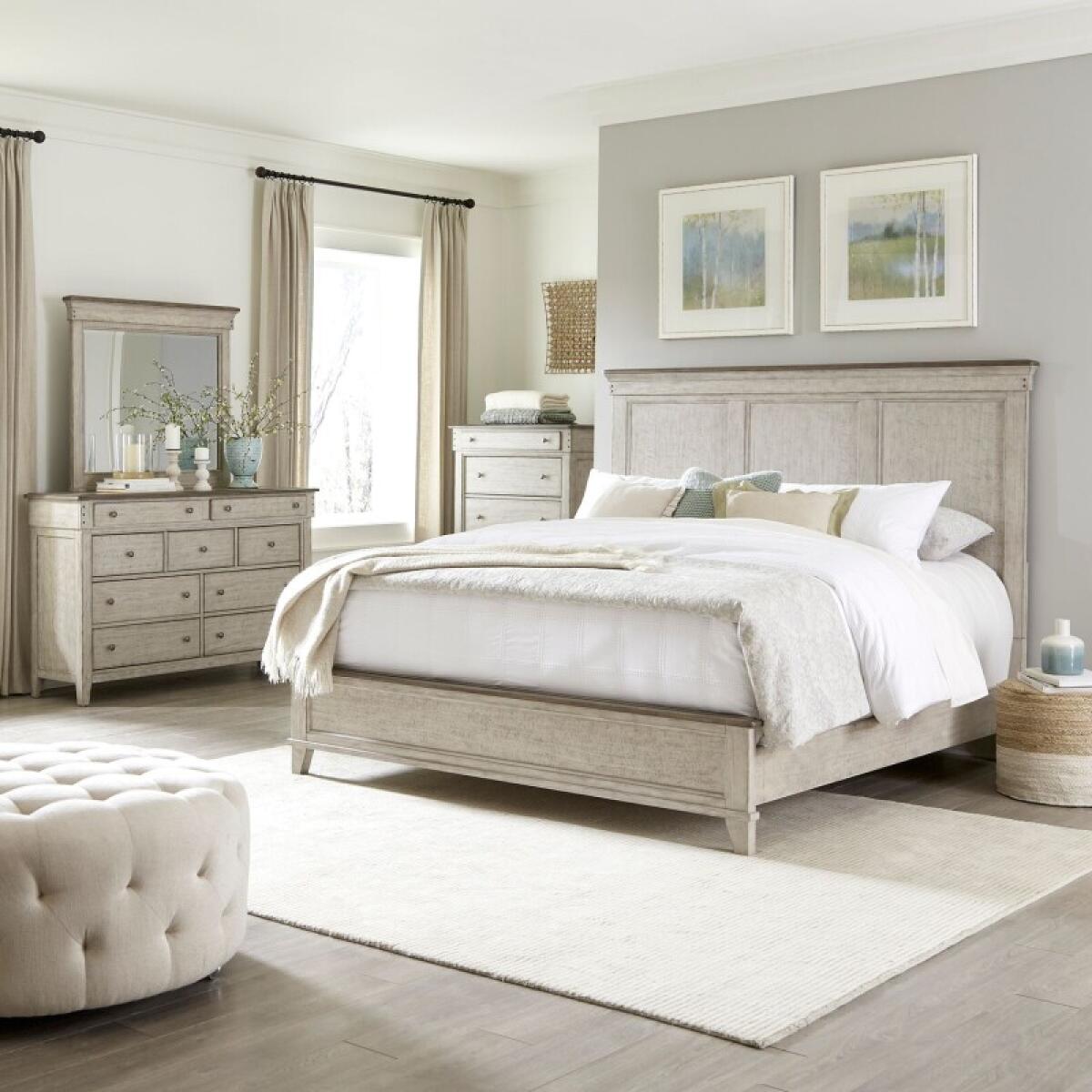 da85725dc3244e90254eccf9e0ccdefc King Panel Bed, Dresser & Mirror, Chest - Image 1