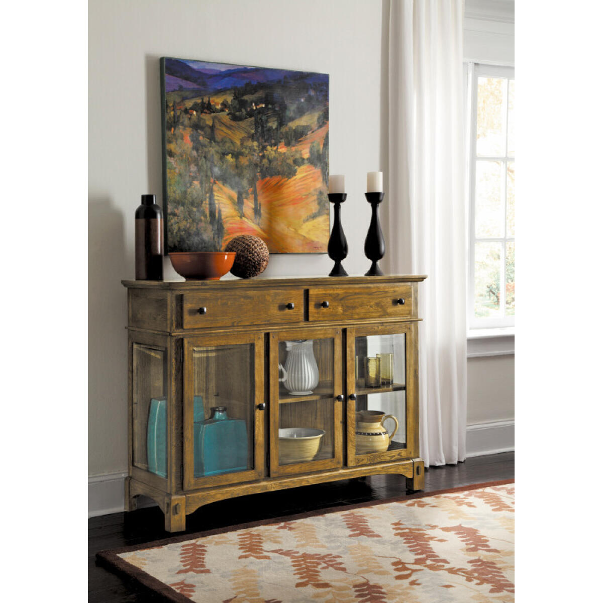 da9b41e077a2d4c8a229ac6830fb95d7 Laurelhurst Rustic Oak 3 Door Server - LAURO9020 - Image 1