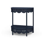 Scalloped Half Round Rattan Side Table Chairside Tables Blue 20