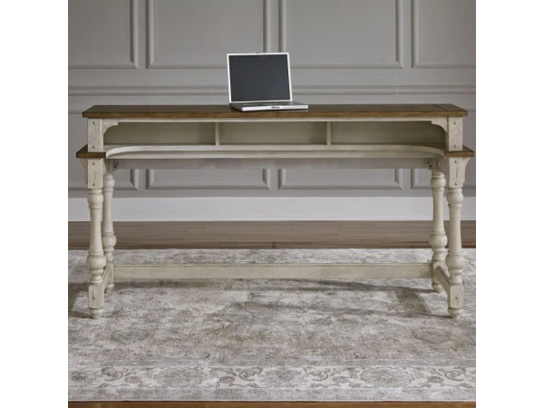 Morgan Creek Console Bar Table Console Tables Antique White w/ Wirebrushed Tobacco Accents