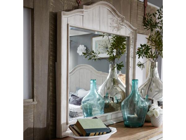 Farmhouse Reimagined Mirror Bedroom Mirrors Antique White w/ Chestnut Tops