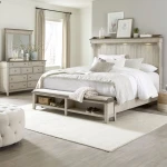 King California Mantle Storage Bed, Dresser & Mirror
