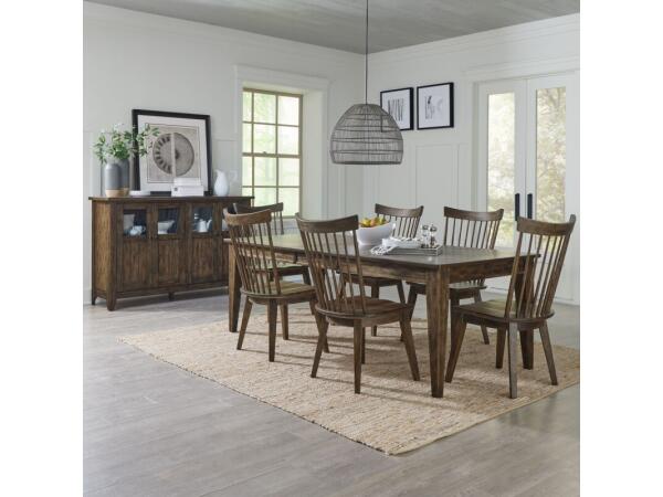 Midland Falls 7 Piece Rectangular Table Set Dining Sets Brown