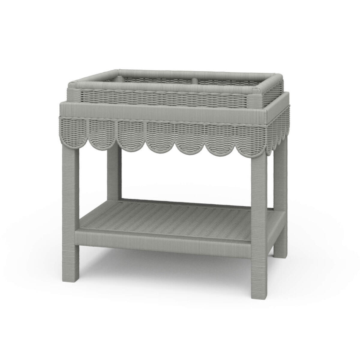 dd5ae47e5abb87b356537853fe0f052b Scallop Rattan Side Table W/ Tray - Image 1
