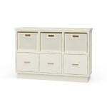Dakota Storage Unit W/ 3 Drawers & Rattan Baskets