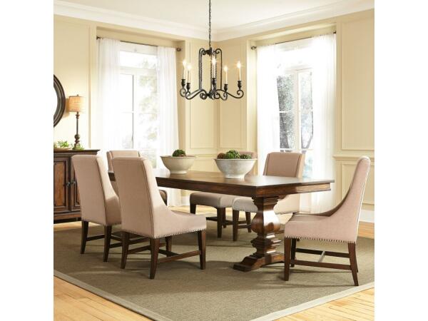 Armand 7 Piece Trestle Table Set Dining Sets Antique Brownstone