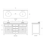 Shutter Double Vanity W/ Sink & Marble Top - Image 9