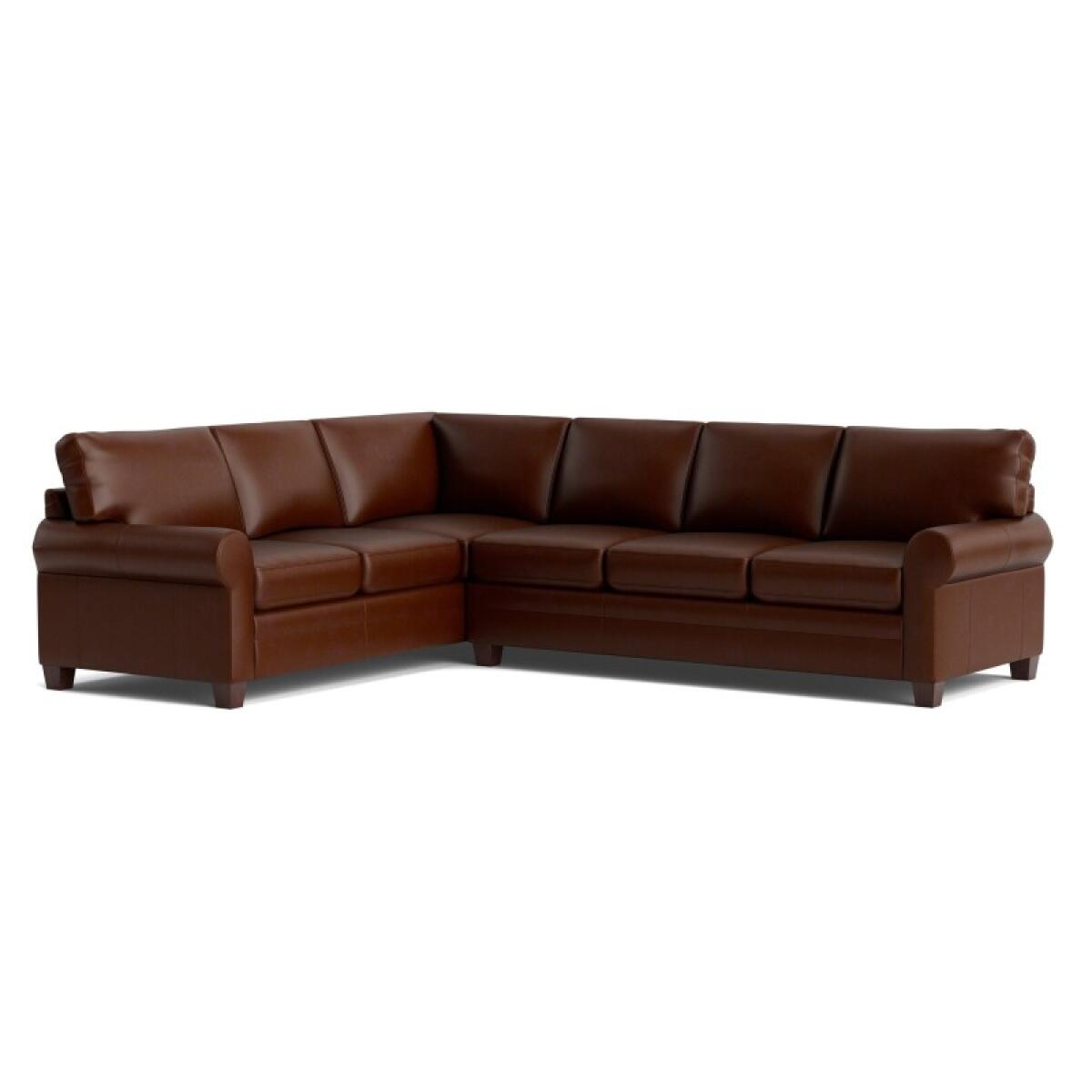 de98fa744bdbb3cd9816d065d42a07d0 Carolina Leather L-Shaped Roll Arm Sectional - Image 1