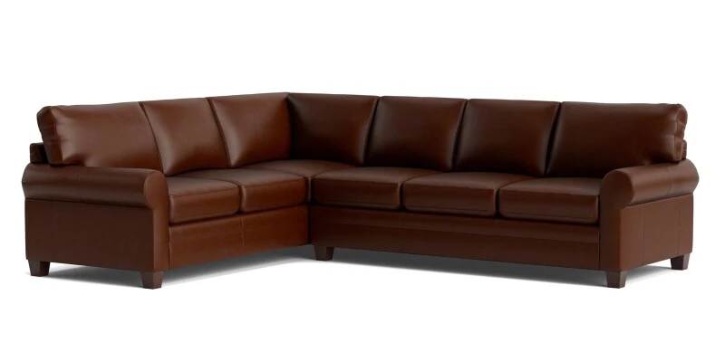 de98fa744bdbb3cd9816d065d42a07d0 Carolina Leather L-Shaped Roll Arm Sectional - Image 1