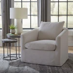 Saxton Uph Swivel Accent Chair - Ivory