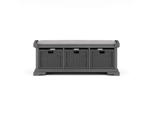 Homestead Bench W/ Rattan Baskets Chairs & Benches Bramble