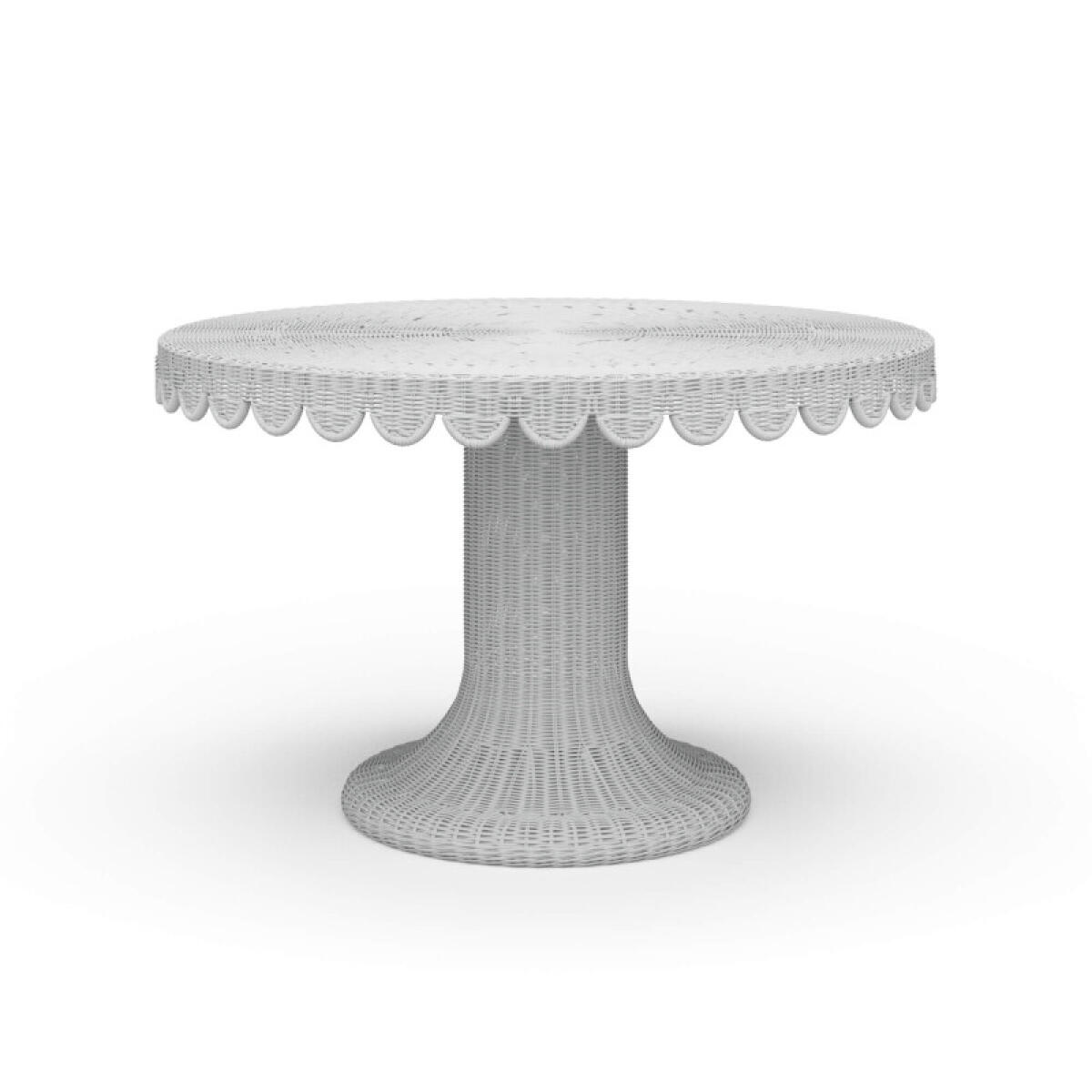 e167ede8ea84686aaccbbf8a321d6274 Scalloped Round Rattan Dining Table 48'' - Image 1