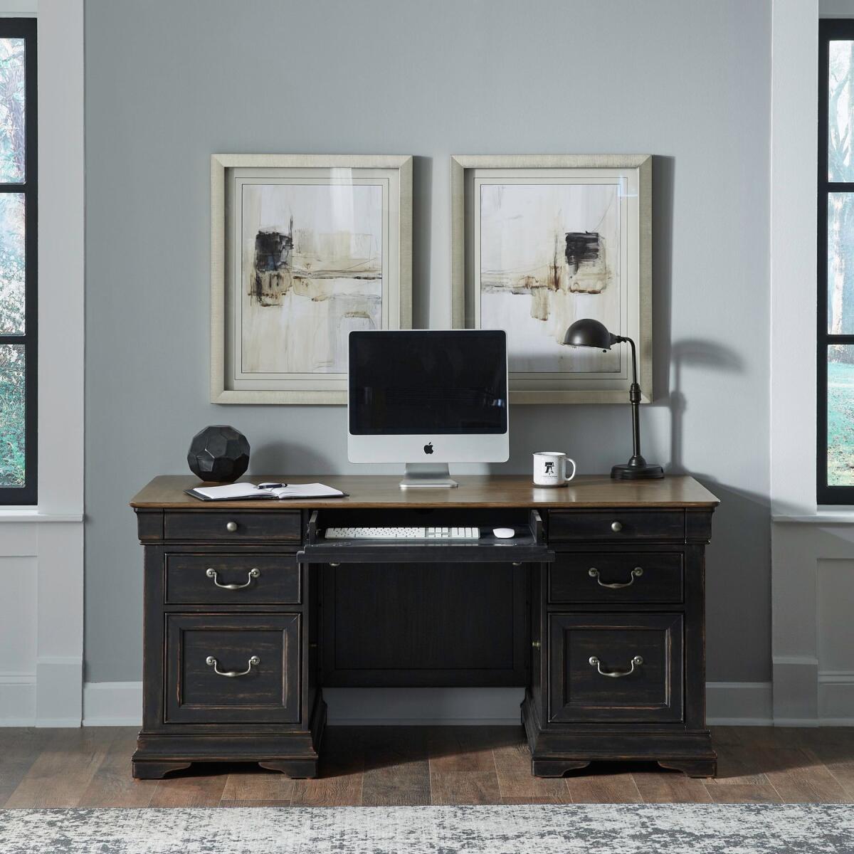 Meritage Jr Executive Desk Base Desk Bases Aged Charcoal w/ Rub Thru & Caramel 2 Meritage Jr Executive Desk Base Desk Bases Aged Charcoal w/ Rub Thru & Caramel 2