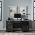 Meritage Jr Executive Desk Base Desk Bases Aged Charcoal w/ Rub Thru & Caramel 4