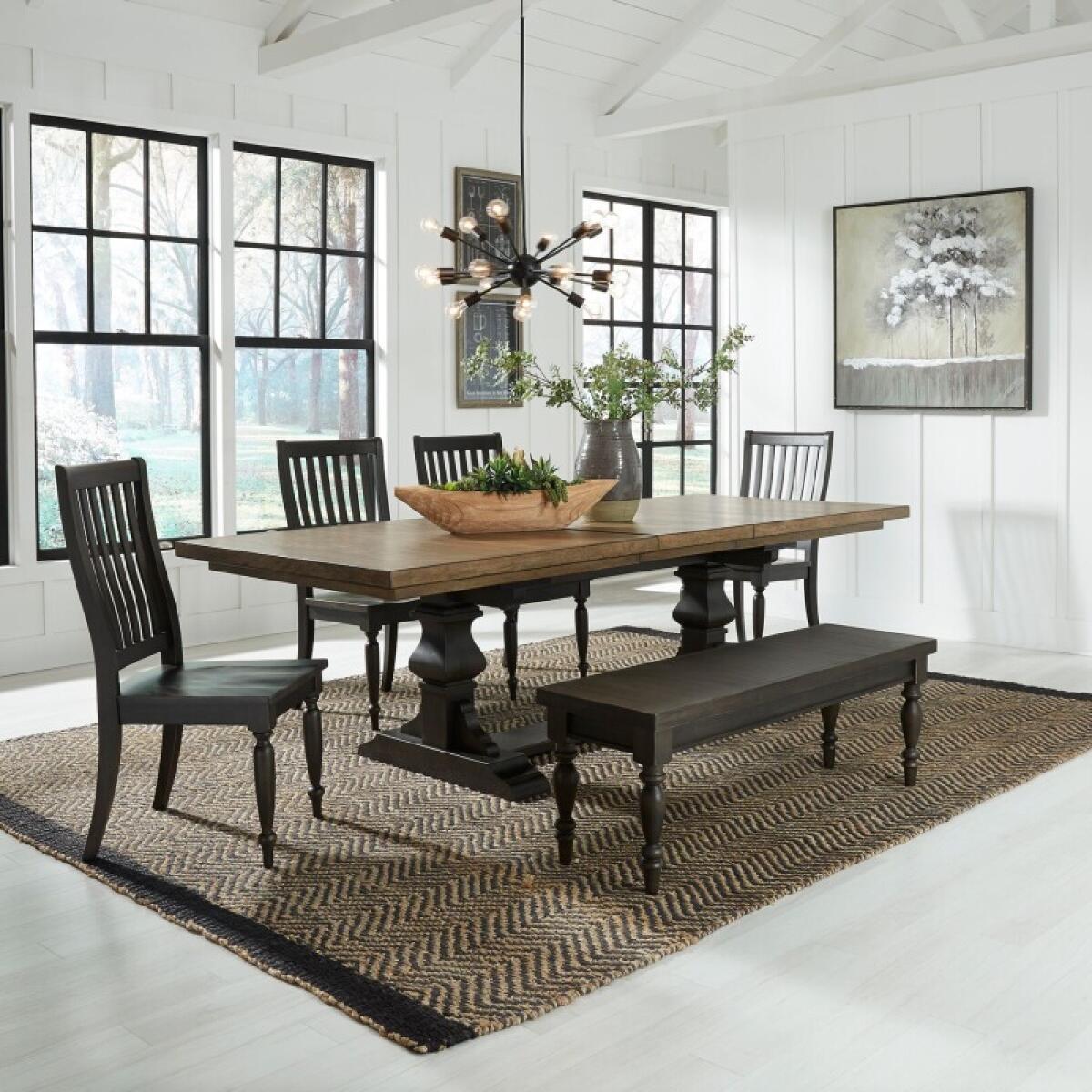Harvest Home 6 Piece Trestle Table Set Dining Sets Brown 2 Harvest Home 6 Piece Trestle Table Set Dining Sets Brown 2